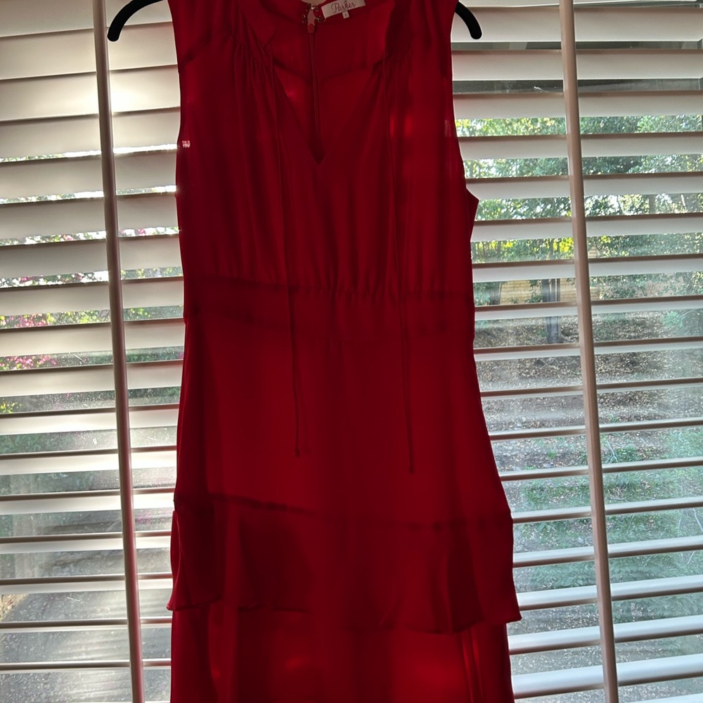 Parker Red V-Neck High Low Sundress